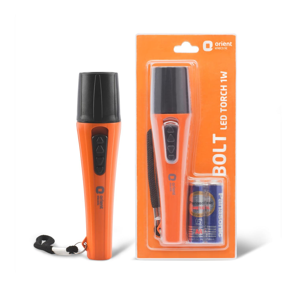 1W Cool White Bolt LED Torch with battery