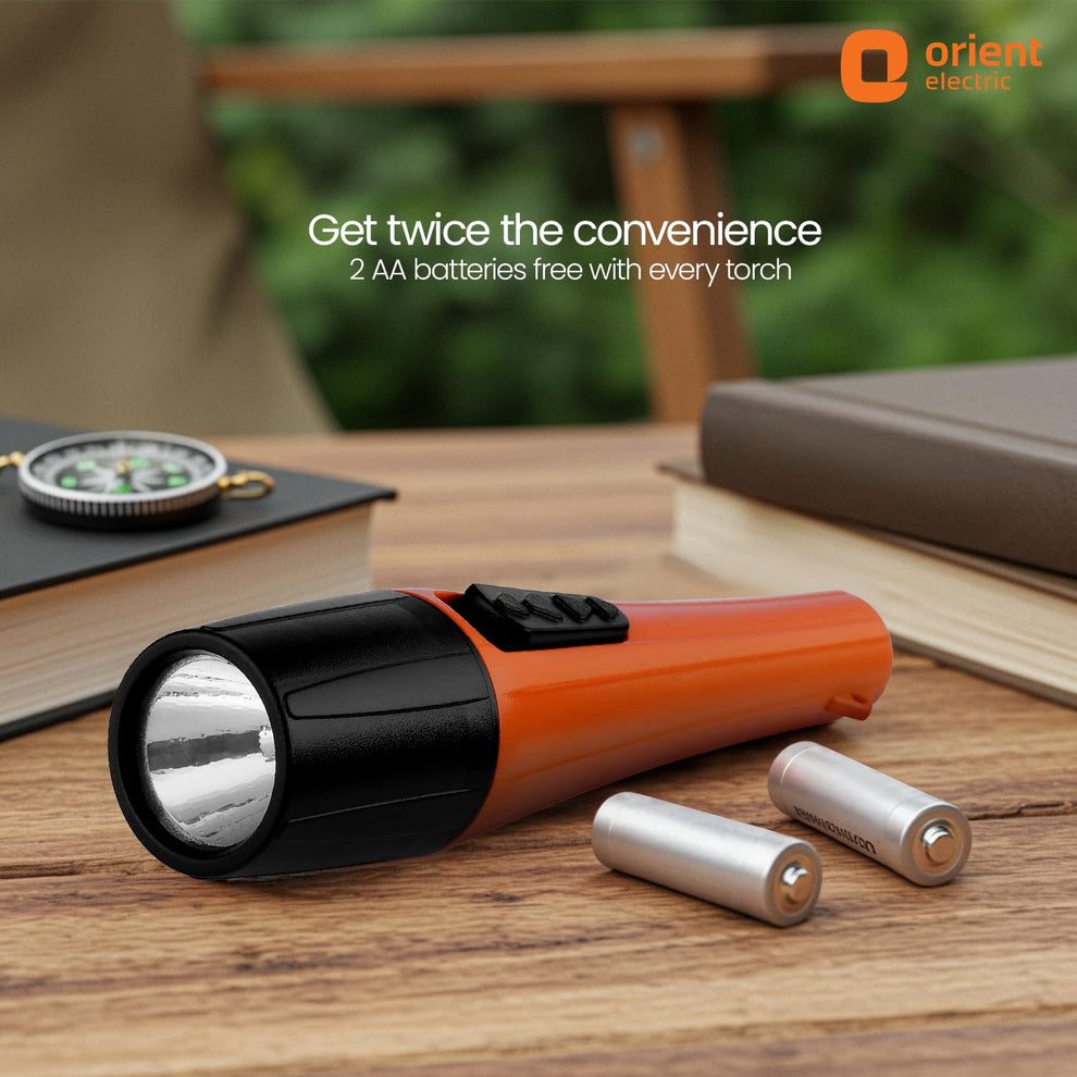 1W Cool White Bolt LED Torch get twice the convenience 2AA batteries free with every torch