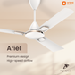 1200 mm White Orient Electric Ariel Ceiling Fan | Metallic Finish with Decorative Ring and Trims | High Speed Airflow 370 RPM | 2 Year Warranty premium designed high speed airflow