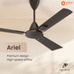 1200 mm MBC Orient Electric Ariel Ceiling Fan | Metallic Finish with Decorative Ring and Trims | High Speed Airflow 370 RPM | 2 Year Warranty premium design with high speed airflow