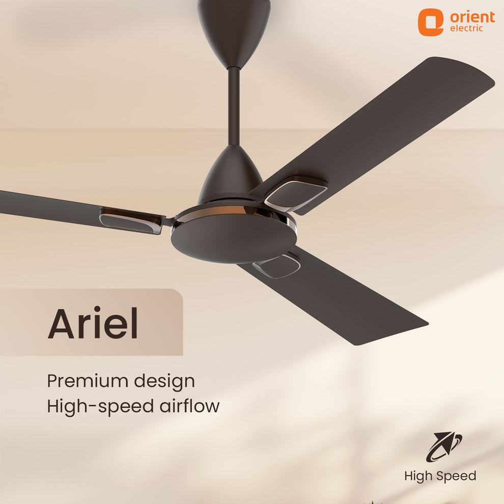 1200 mm MBC Orient Electric Ariel Ceiling Fan | Metallic Finish with Decorative Ring and Trims | High Speed Airflow 370 RPM | 2 Year Warranty premium design with high speed airflow