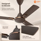 1200 mm MBC Orient Electric Ariel Ceiling Fan | Metallic Finish with Decorative Ring and Trims | High Speed Airflow 370 RPM | 2 Year Warranty designed to elevate premium metallic finish with decorative detailing