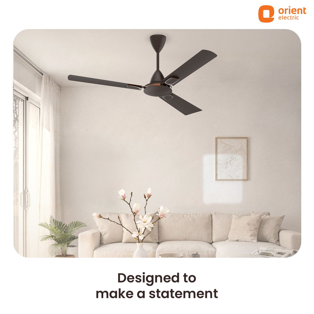1200 mm MBC Orient Electric Ariel Ceiling Fan | Metallic Finish with Decorative Ring and Trims | High Speed Airflow 370 RPM | 2 Year Warranty designed to make a statement