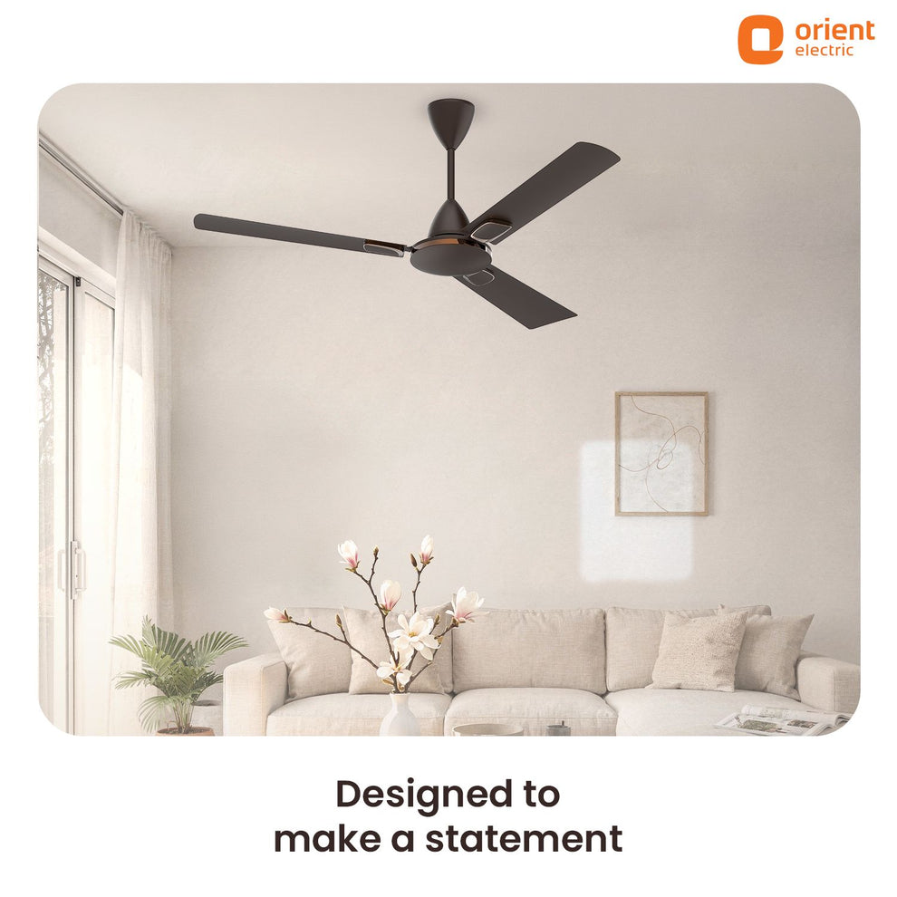 1200 mm MBC Orient Electric Ariel Ceiling Fan | Metallic Finish with Decorative Ring and Trims | High Speed Airflow 370 RPM | 2 Year Warranty designed to make a statement