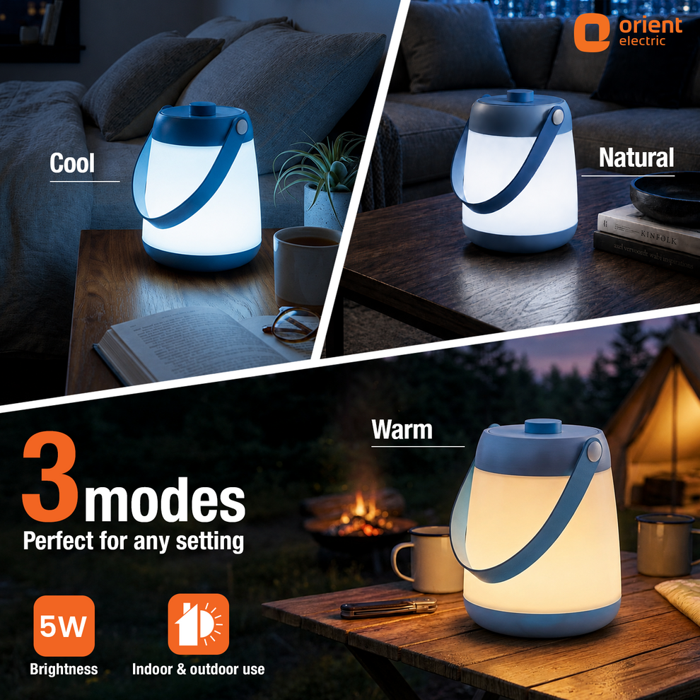 litpod rechargeable emergency lantern 5w pastel blue 3 modes of light