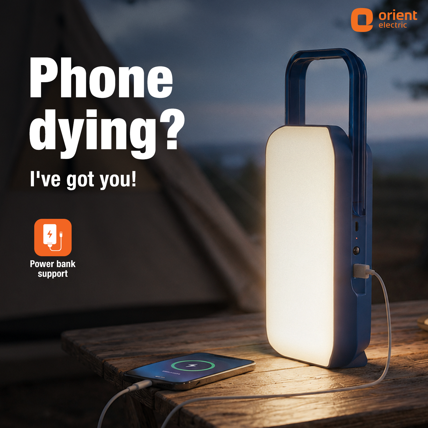 litpac emergency rechargeable led lantern luminous blue 15 w power bank support desk lamp
