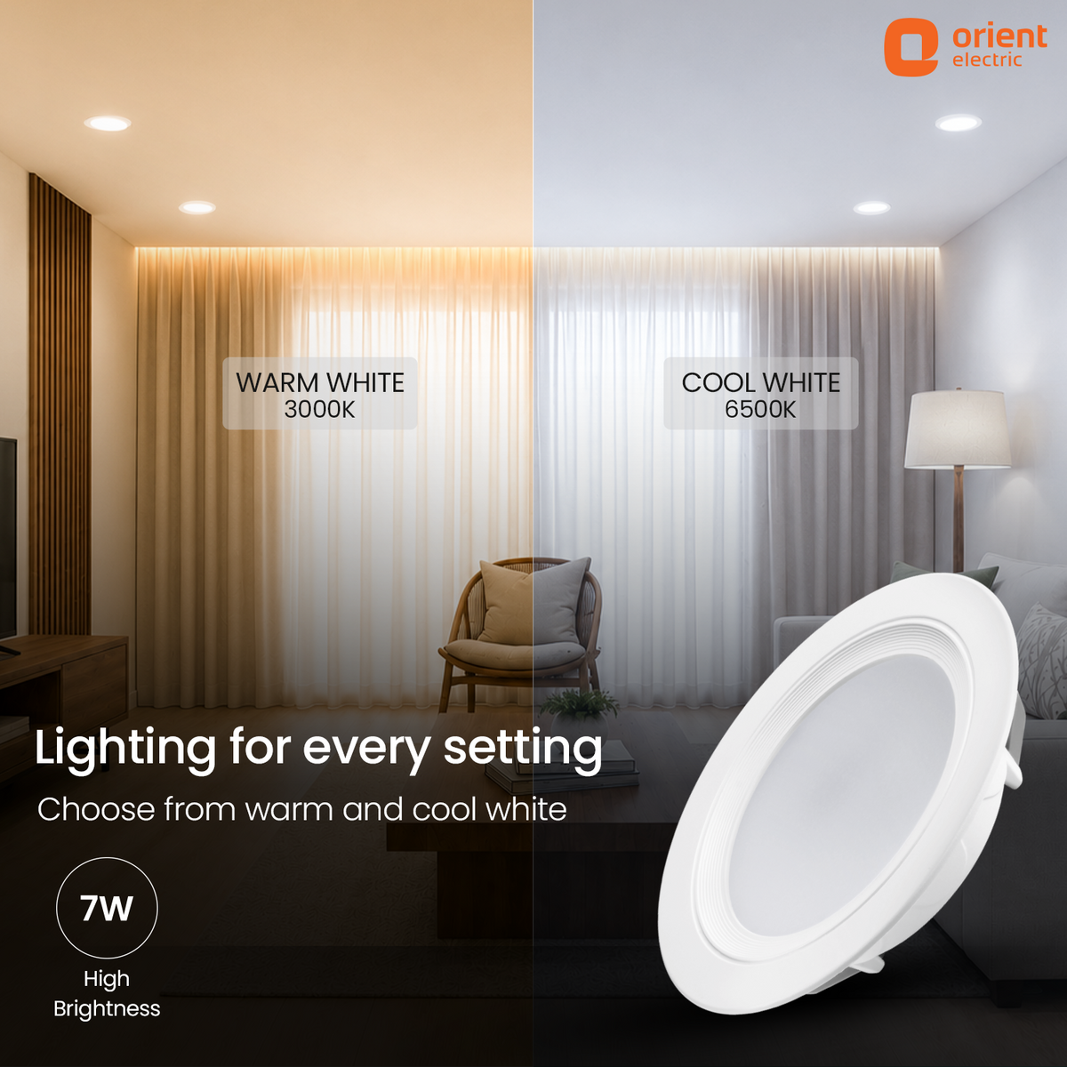 7W White Cool White Warm White Moonlite Nova LED Downlighter lighting for every setting choose from warm and cool white