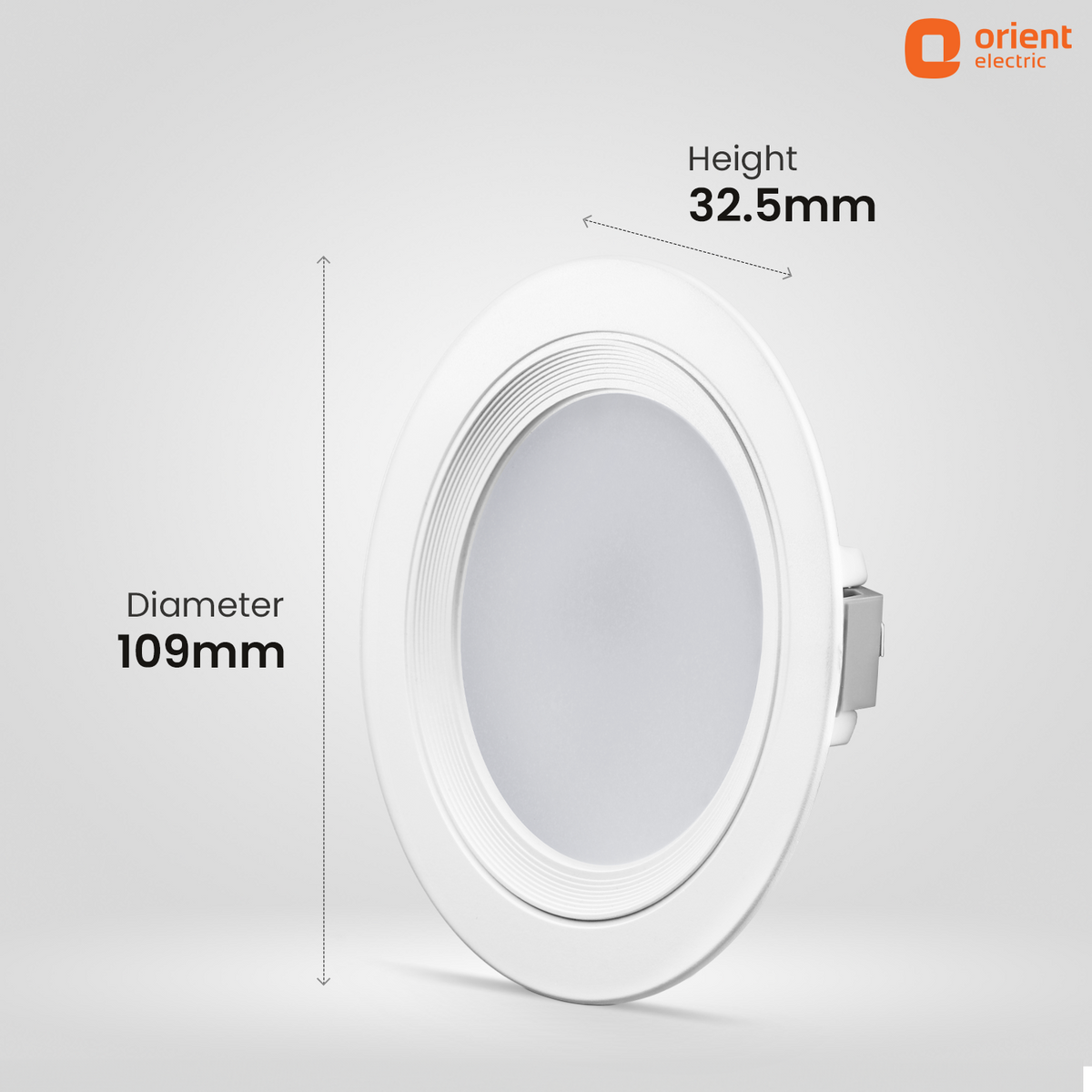 7W White Cool White Warm White Moonlite Nova LED Downlighter dimensions with height 32.5 mm and diameter 109mm