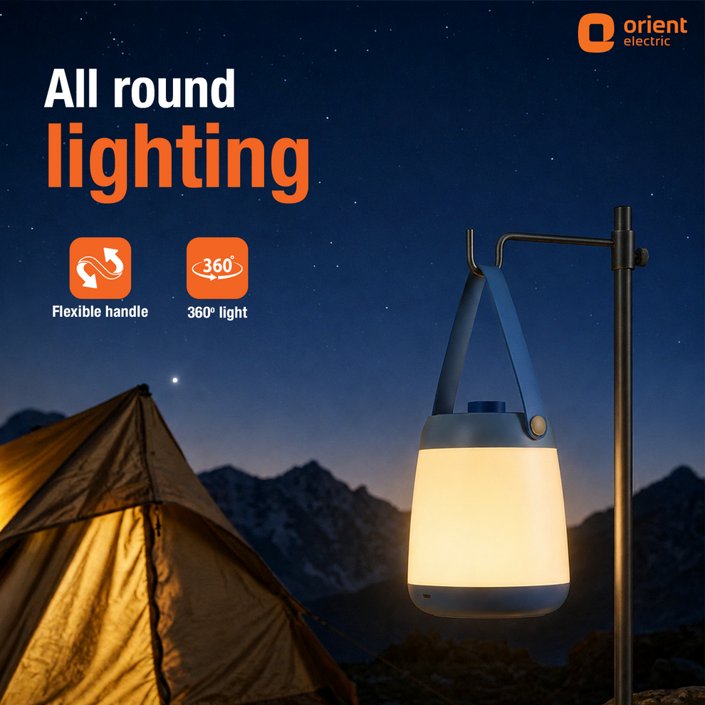 litpod rechargeable emergency lantern 5w pastel blue with 360 degree light and flexible handle option