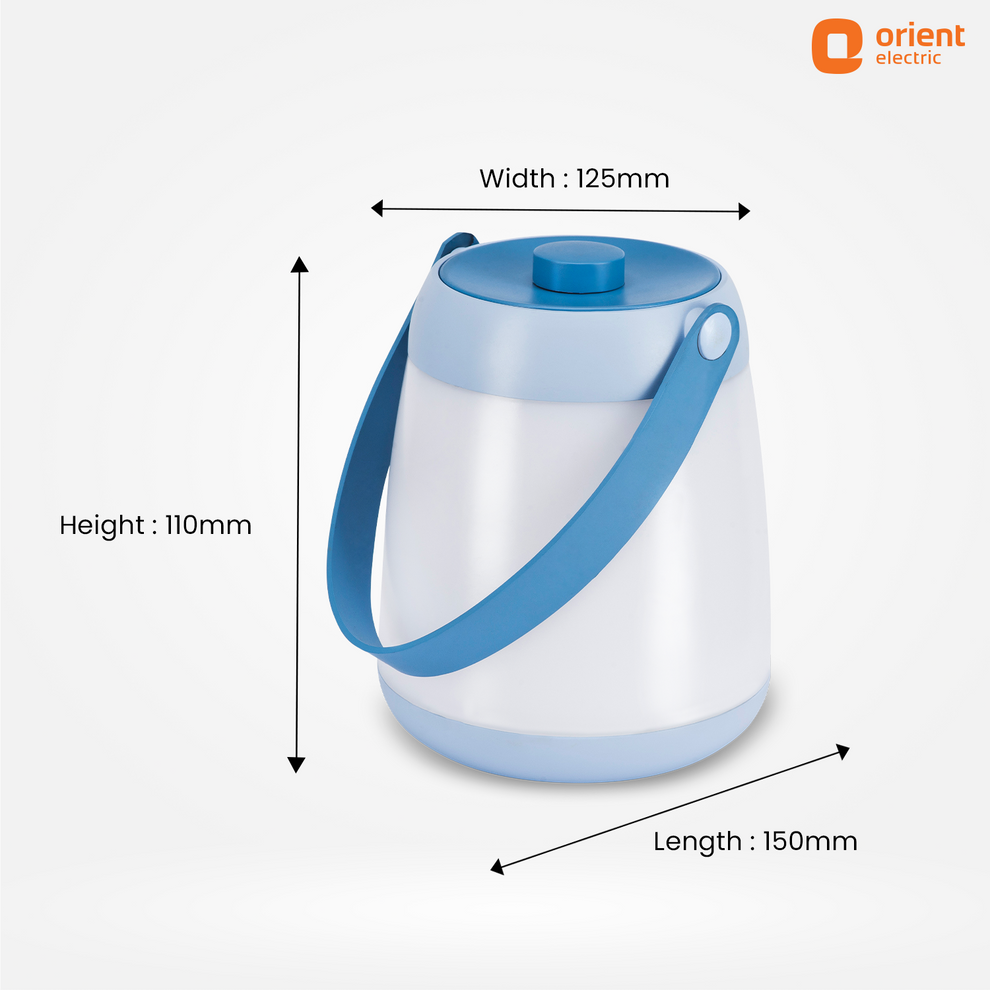 litpod rechargeable emergency lantern 5w pastel blue light dimension