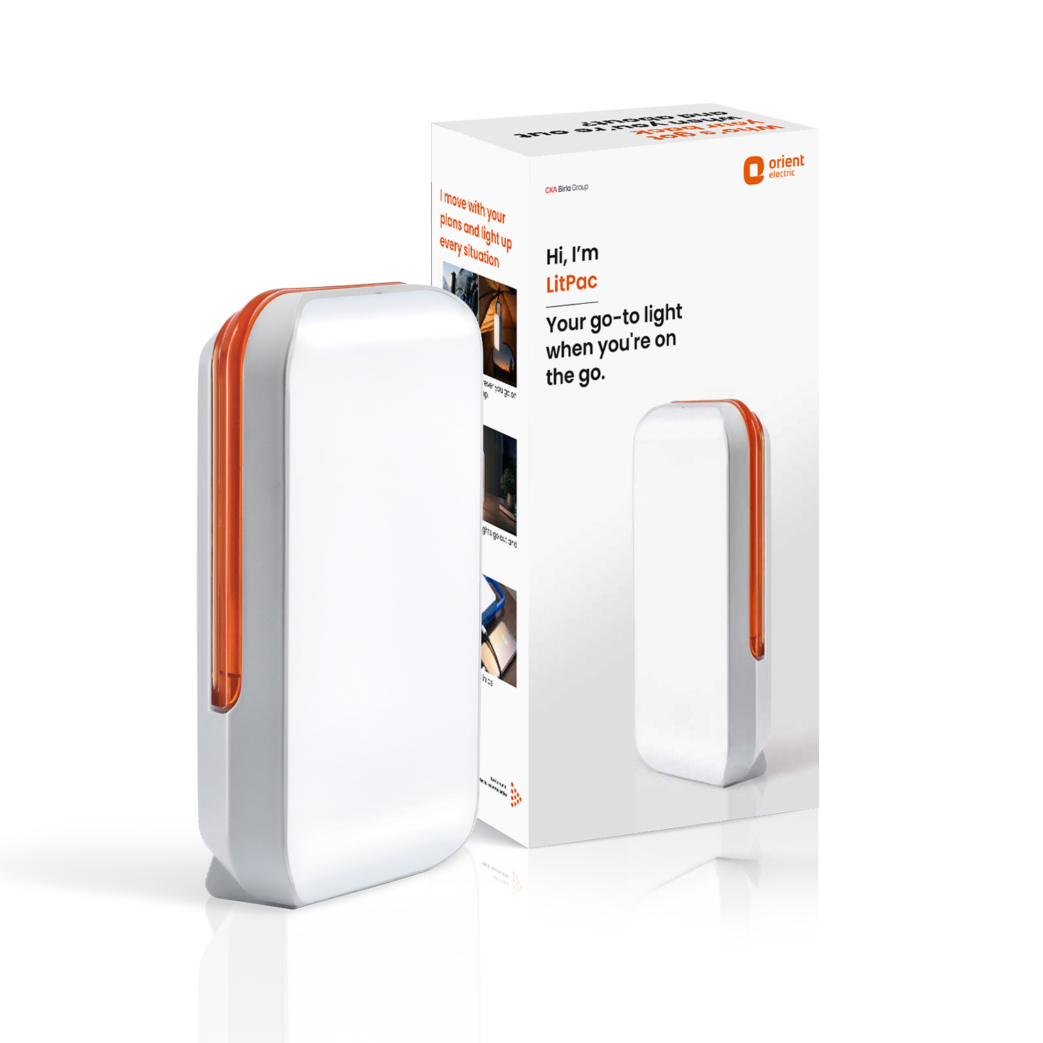 litpac emergency rechargeable led lantern cloud dancer orange 15 w