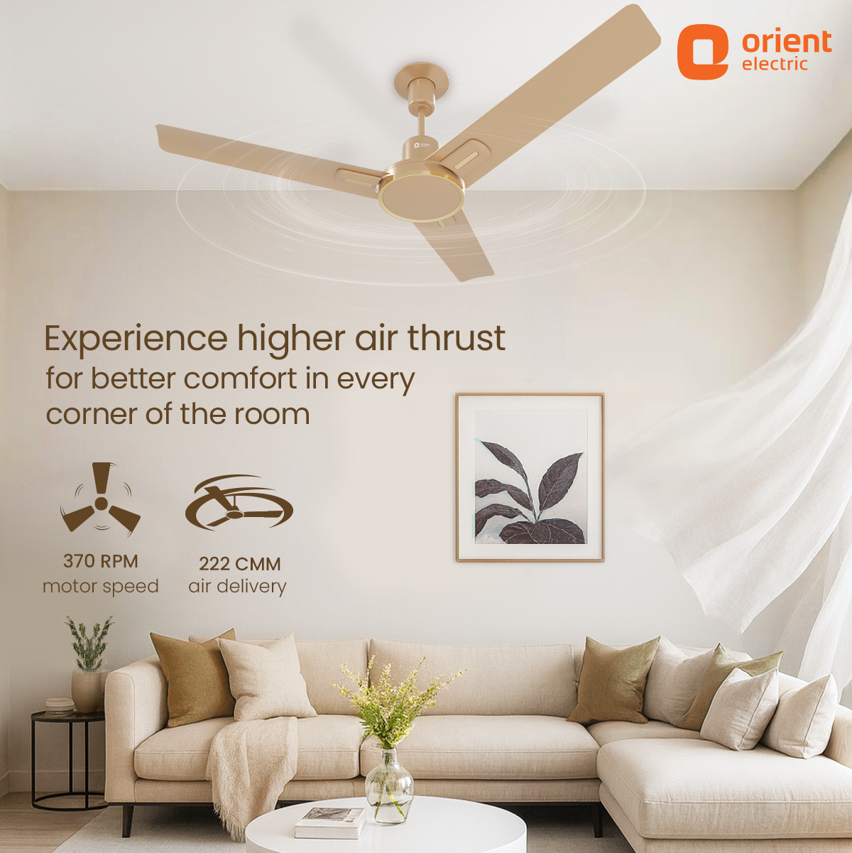 1200MM  Royal Beige Ceiling Fan Orient