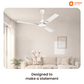 1200 mm White Orient Electric Ariel Ceiling Fan | Metallic Finish with Decorative Ring and Trims | High Speed Airflow 370 RPM | 2 Year Warranty designed to make a statement