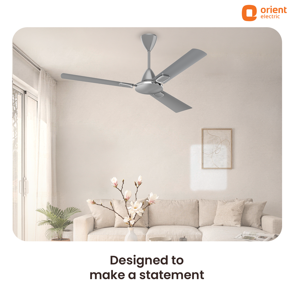 1200 mm Daytone Grey Orient Electric Ariel Ceiling Fan | Metallic Finish with Decorative Ring and Trims | High Speed Airflow 370 RPM | 2 Year Warranty designed to make a statement