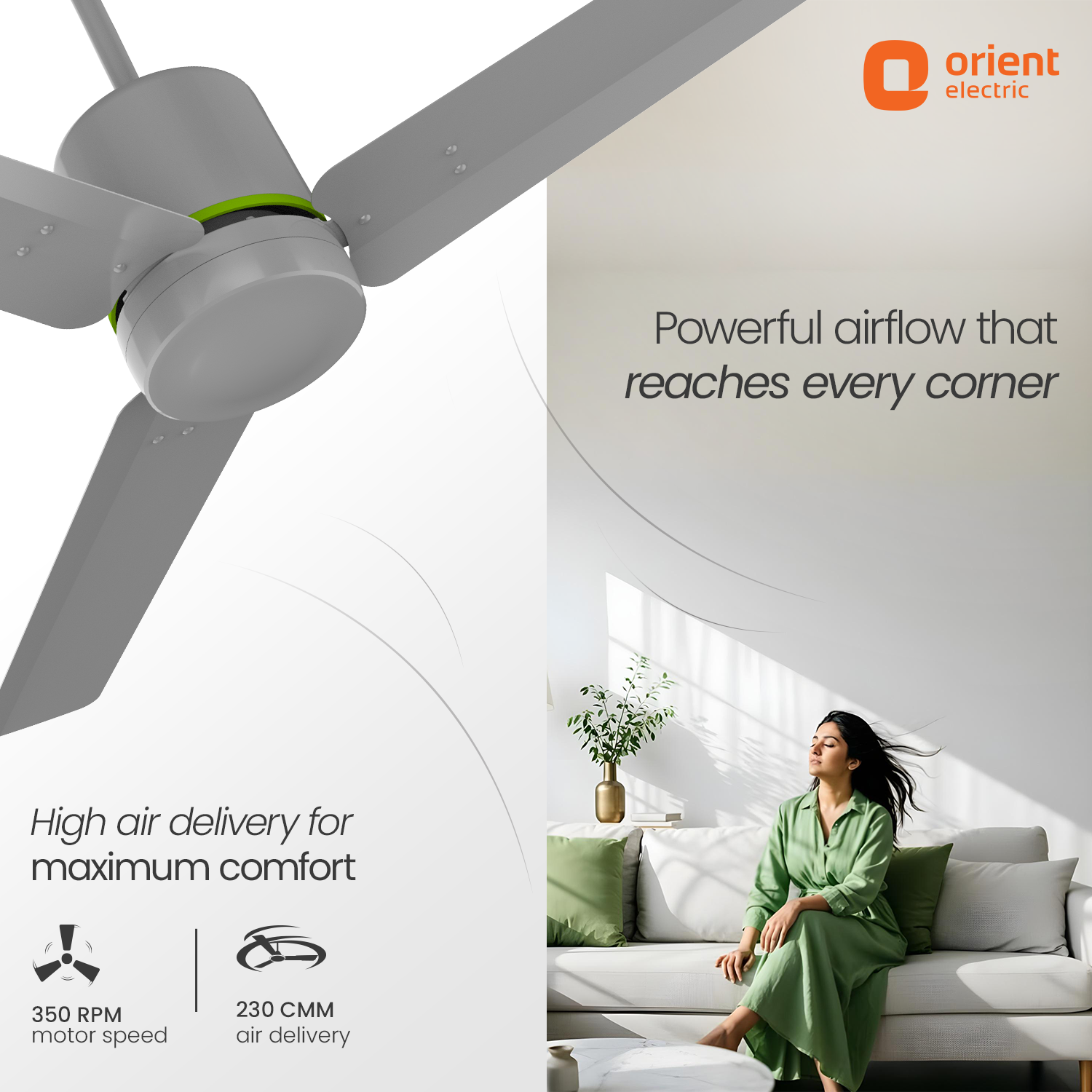 1200MM Glacier Grey Ceiling Fan Orient