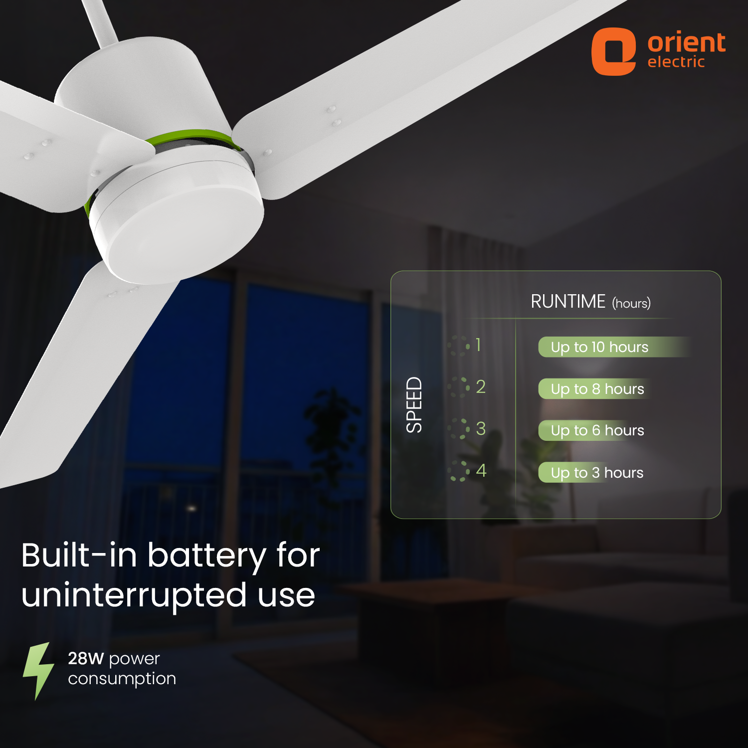 1200MM White Ceiling Fan Orient