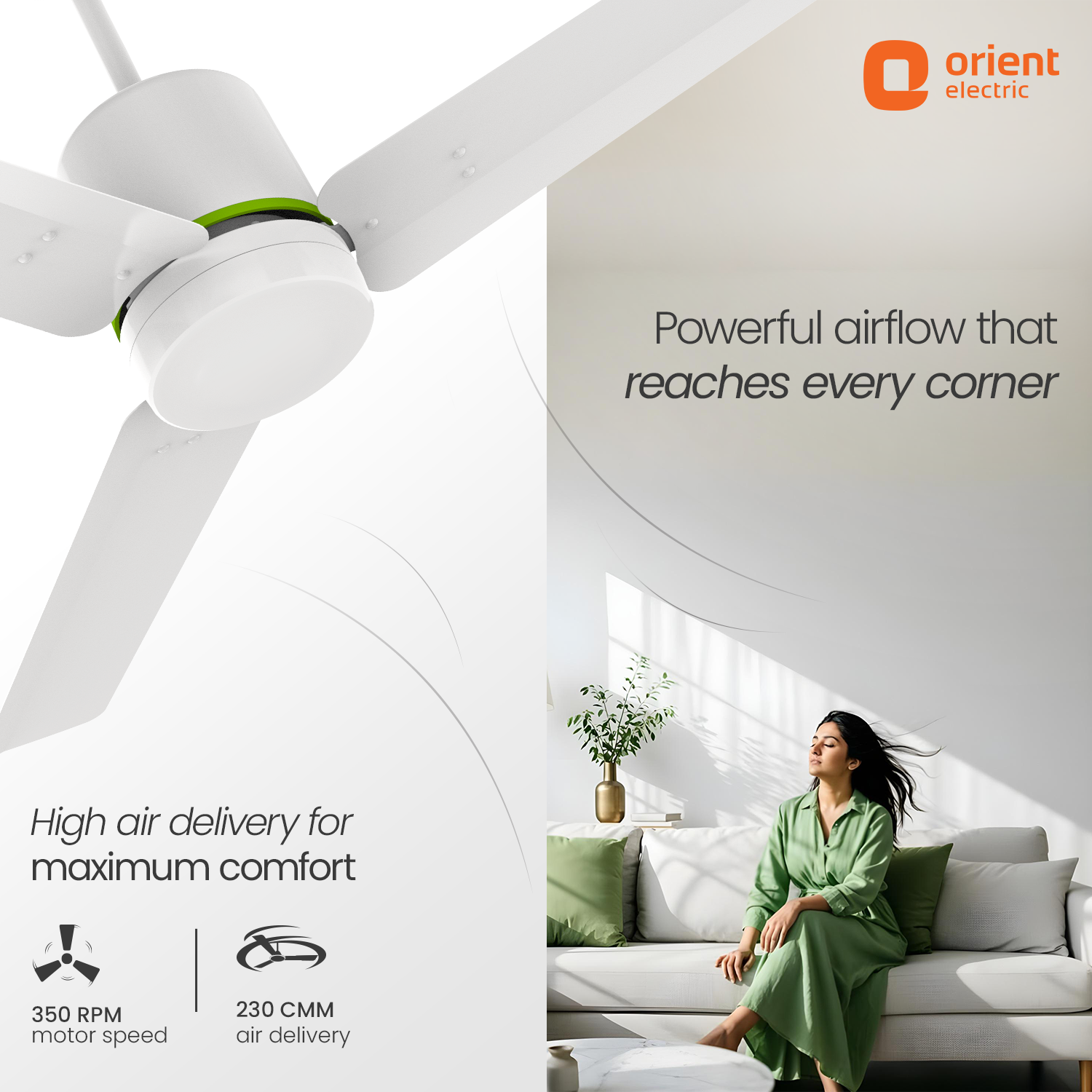 1200MM White Ceiling Fan Orient