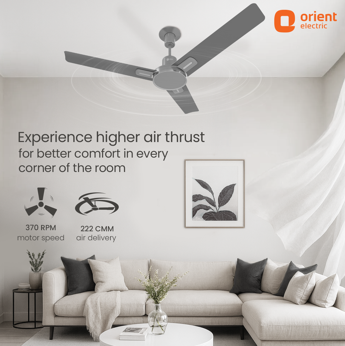 1200MM Glacier Grey Ceiling Fan Orient