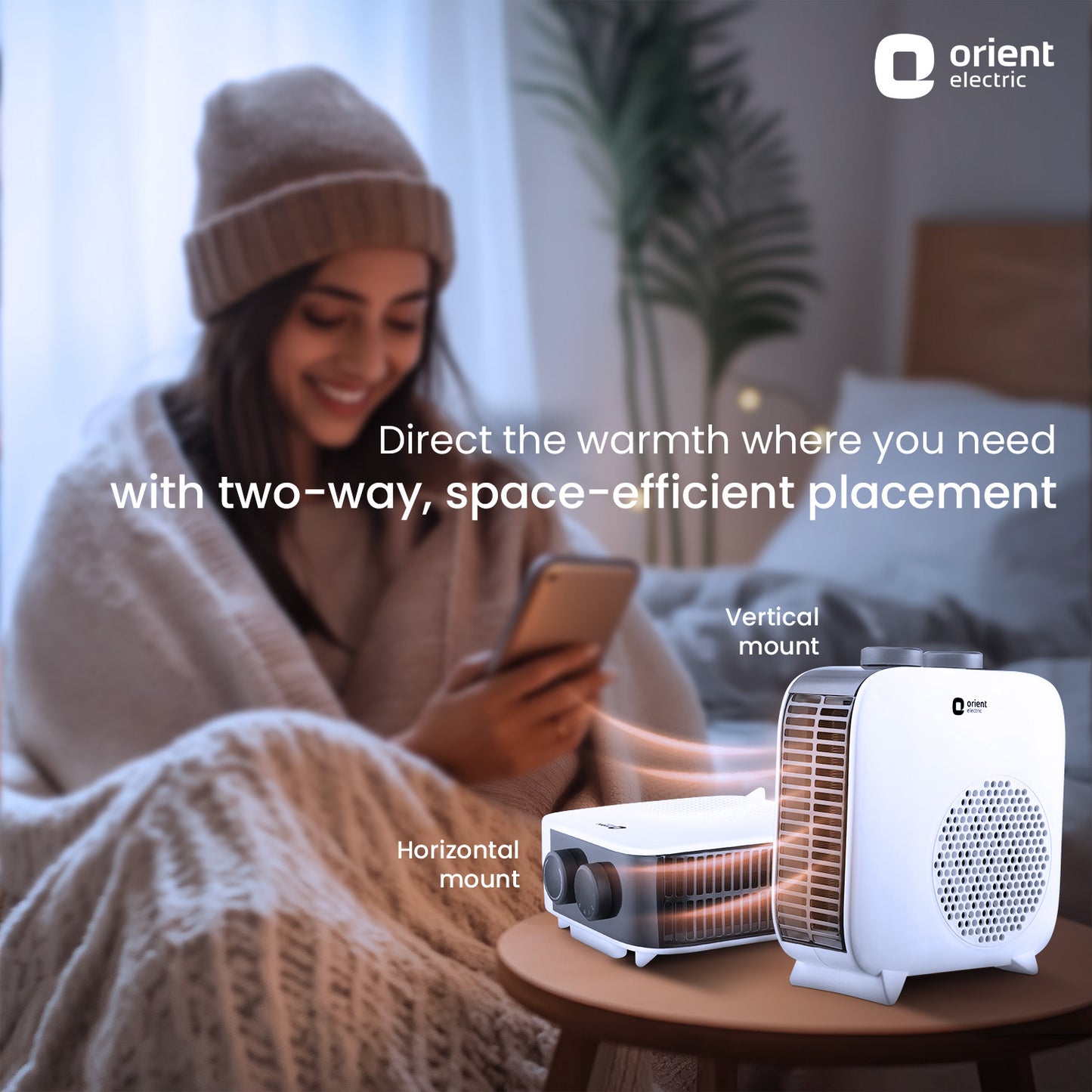 Glint Room Heater for Home | Dual Heating Mode (1000 | 2000 Watts) | Overheat Protection | 5 Level Safety | Electric Fan Heater for Winter