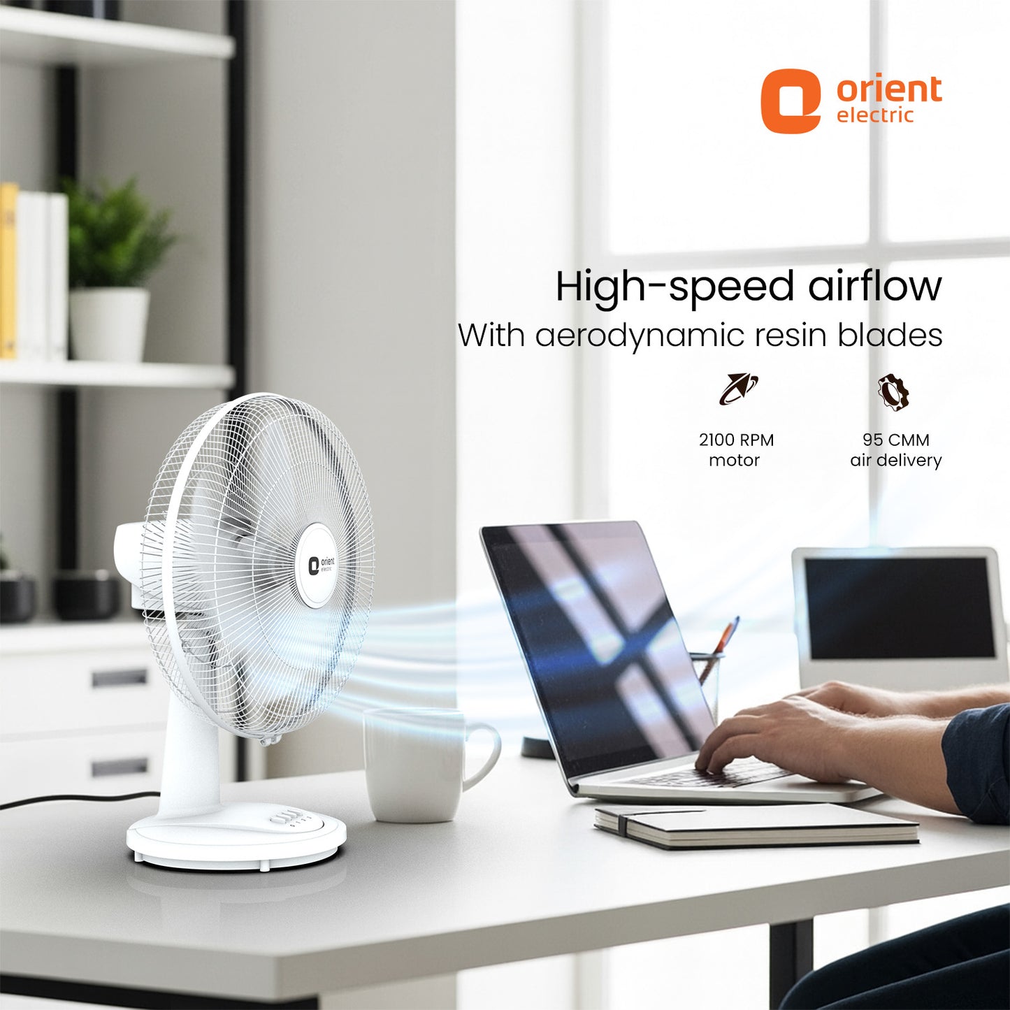 Signal White Table Fan Orient