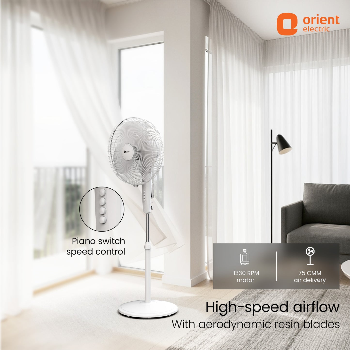White Pedestal Fan Orient Stand 31 Neo 