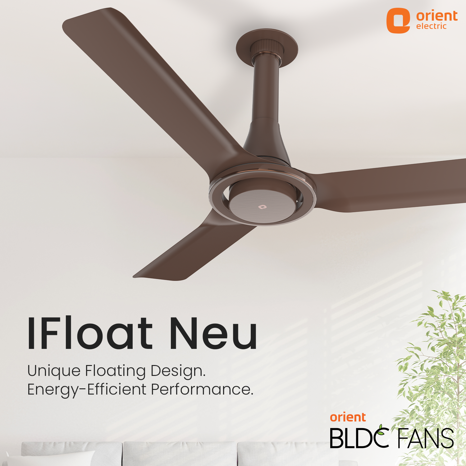 IFloat Neu BLDC Ceiling Fan clay brown 1200 mm with remote unique floating design
