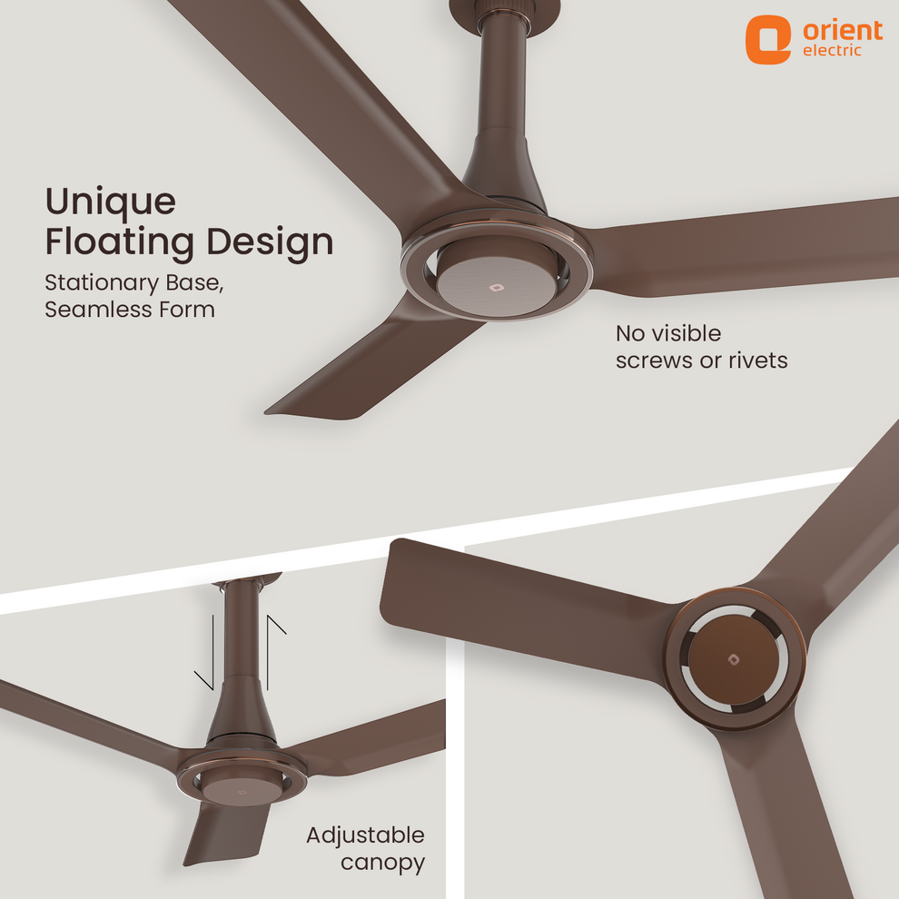 IFloat Neu BLDC Ceiling Fan clay brown 1200 mm with remote adjustable canopy and no visible screws or rivets