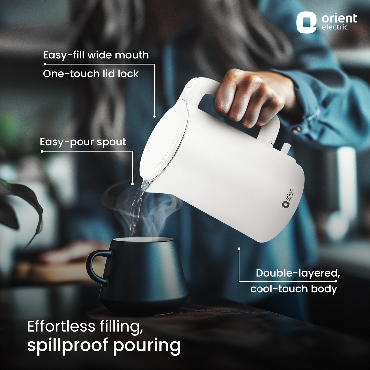 1.5L Kettle 1650 Watts | Cool Touch Body | Faster Heating | White, Plastic
