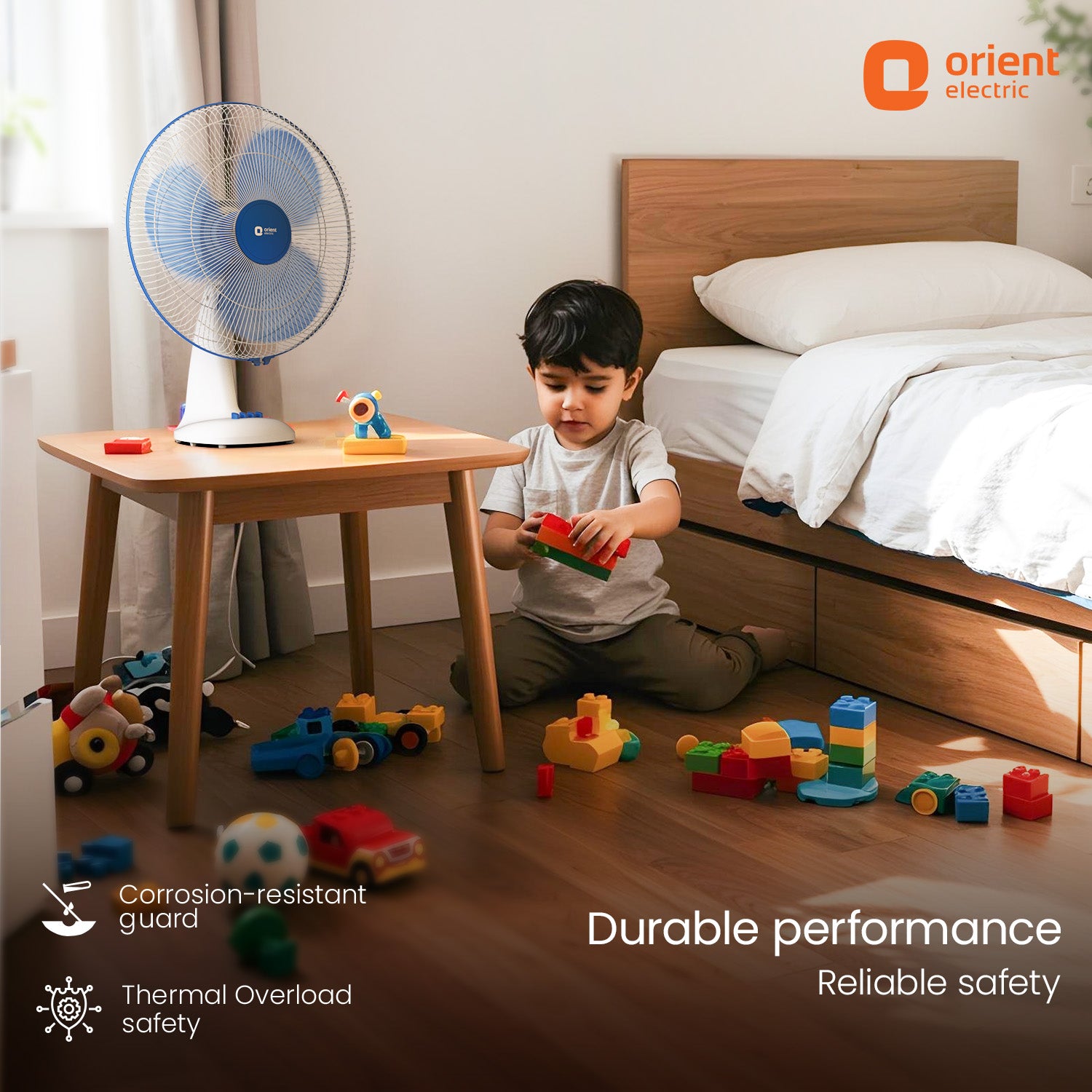 White Blue Table Fan Orient