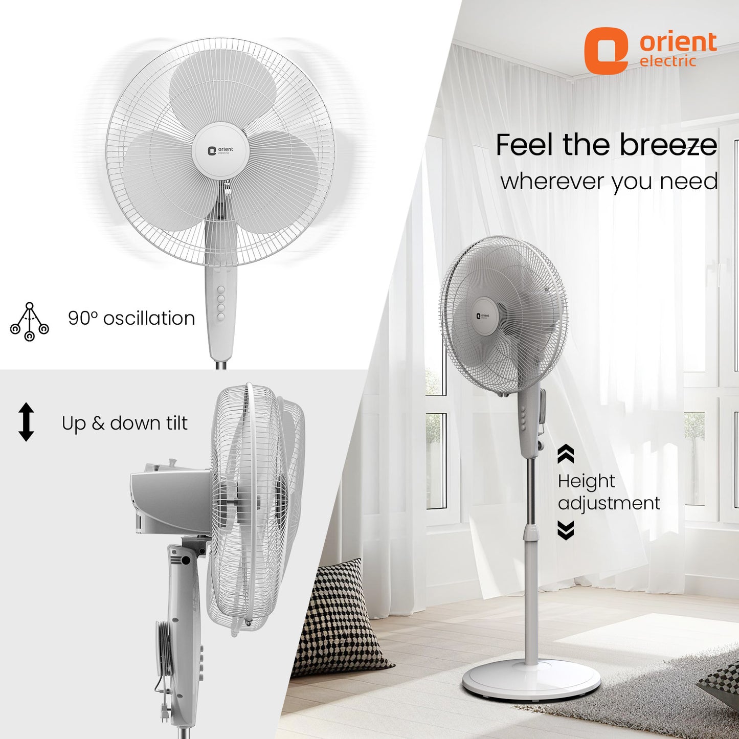 White Pedestal Fan Orient Stand 31 Neo 