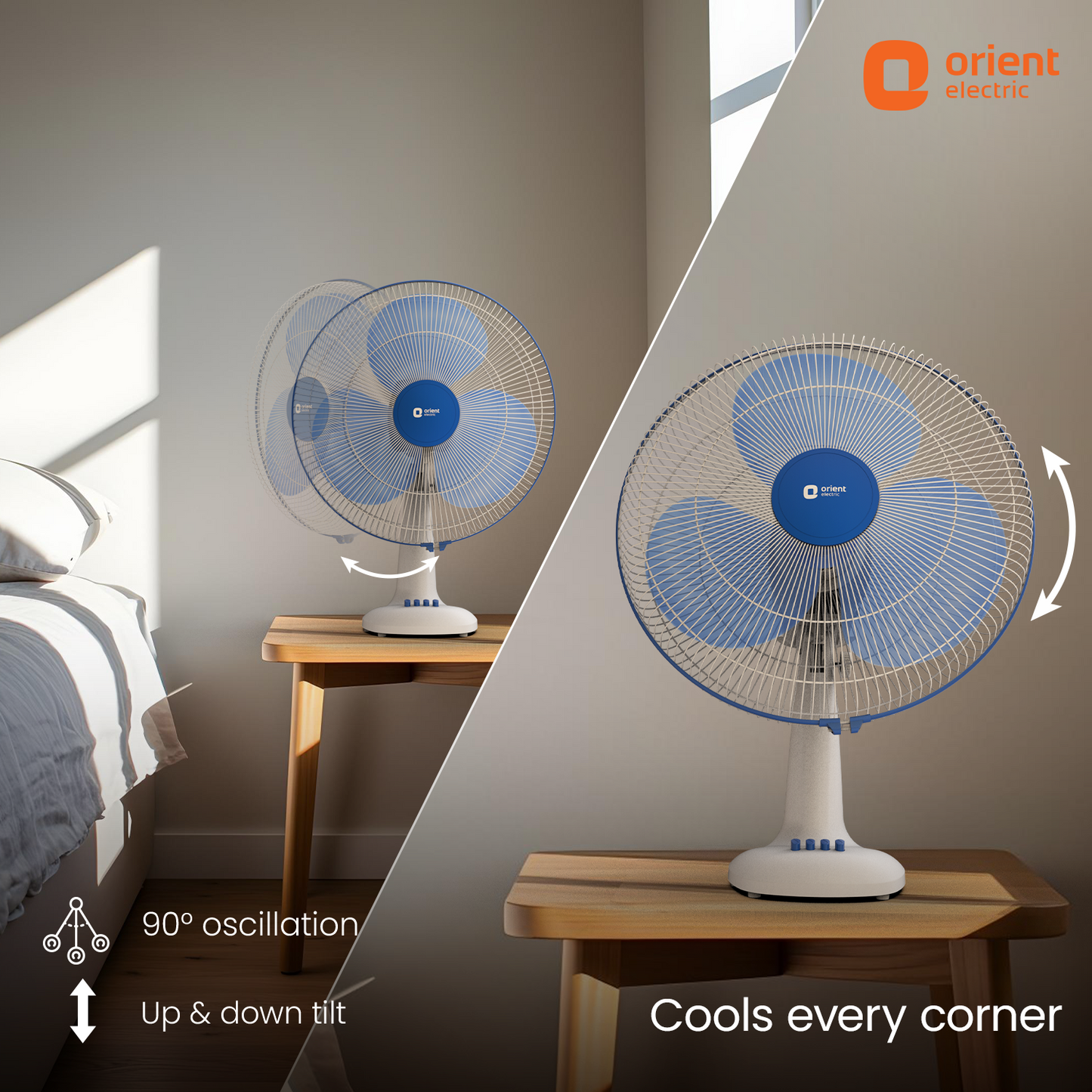 White Blue Table Fan Orient