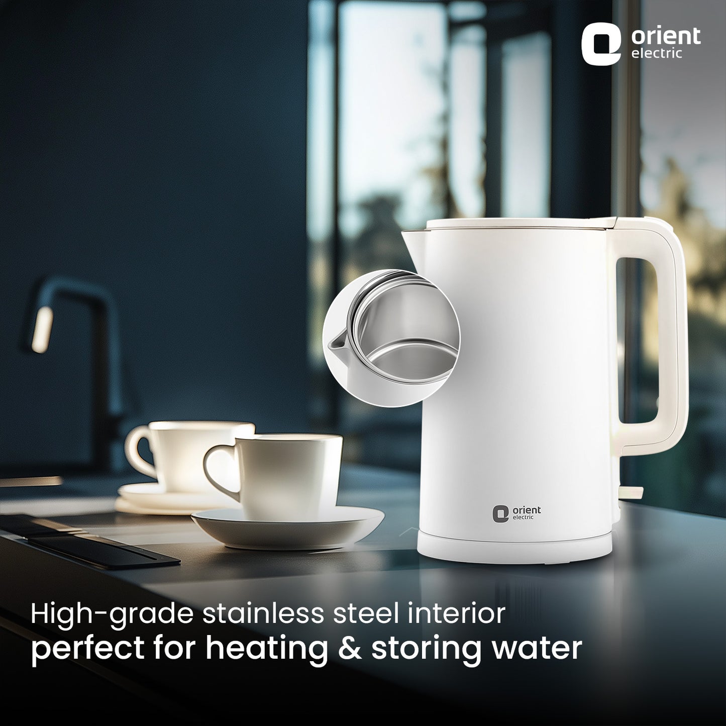 1.5L Kettle 1650 Watts | Cool Touch Body | Faster Heating | White, Plastic