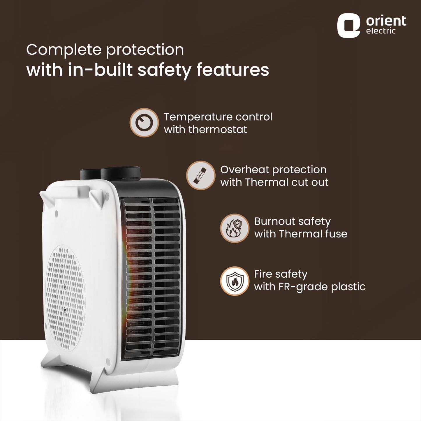 Glint Room Heater for Home | Dual Heating Mode (1000 | 2000 Watts) | Overheat Protection | 5 Level Safety | Electric Fan Heater for Winter