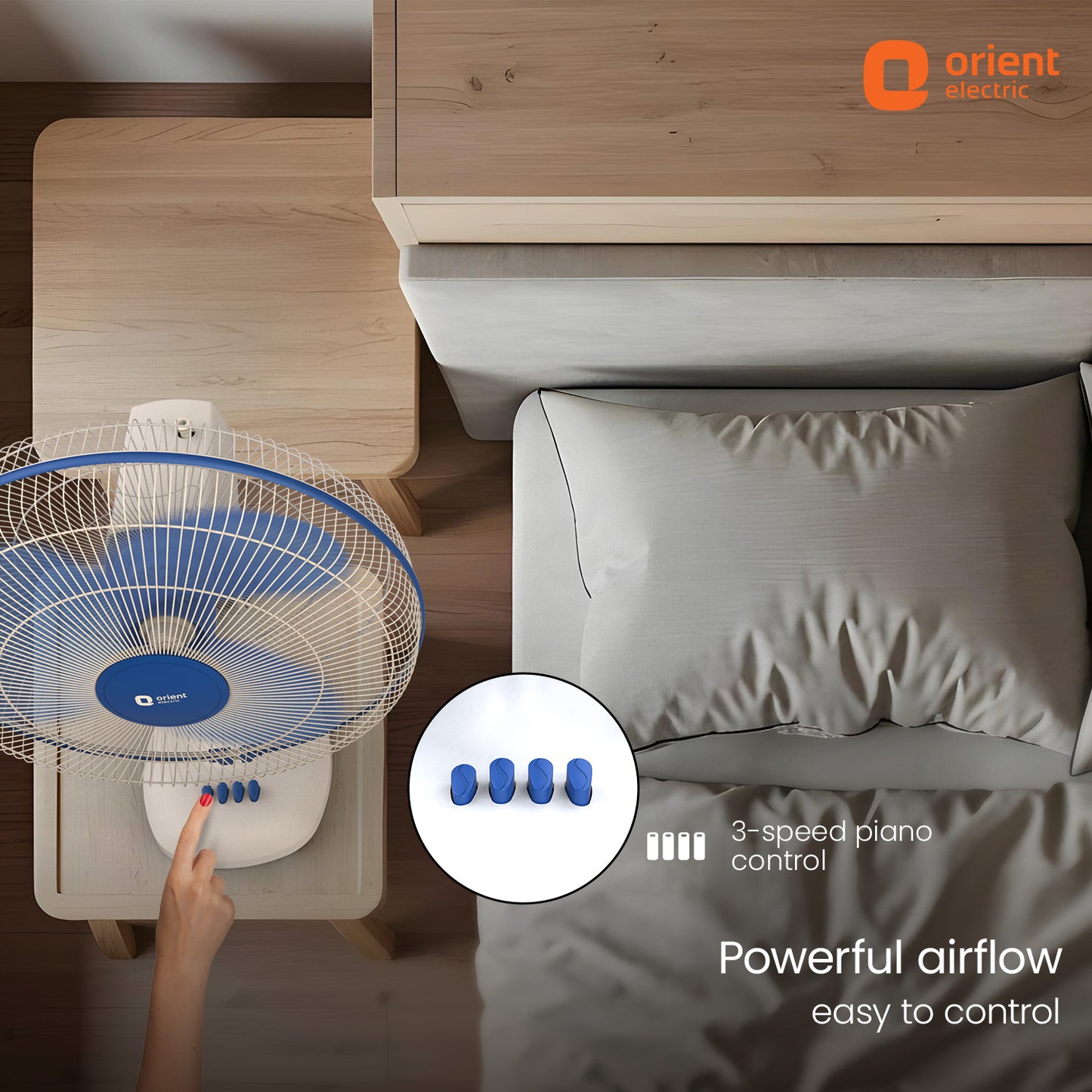 White Blue Table Fan Orient