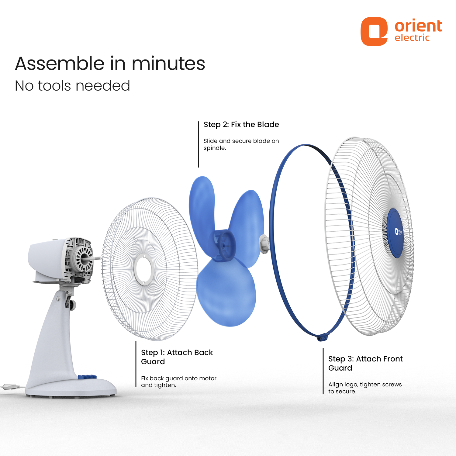 White Blue Table Fan Orient
