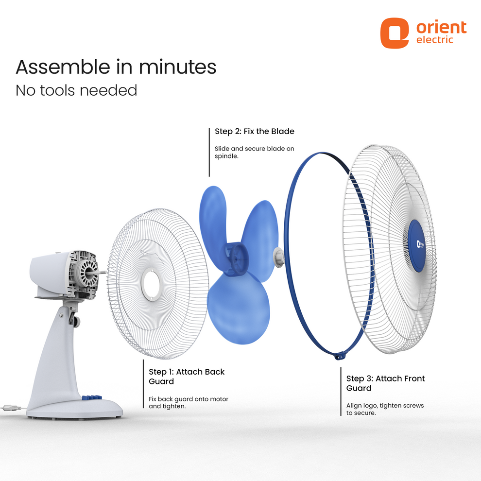 White Blue Table Fan Orient