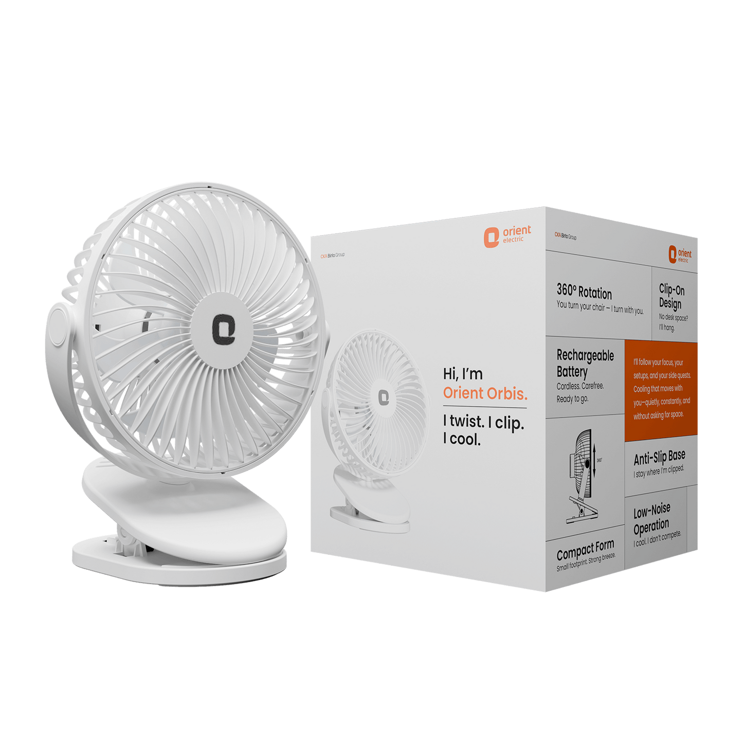White Orient Orbis Personal Fan