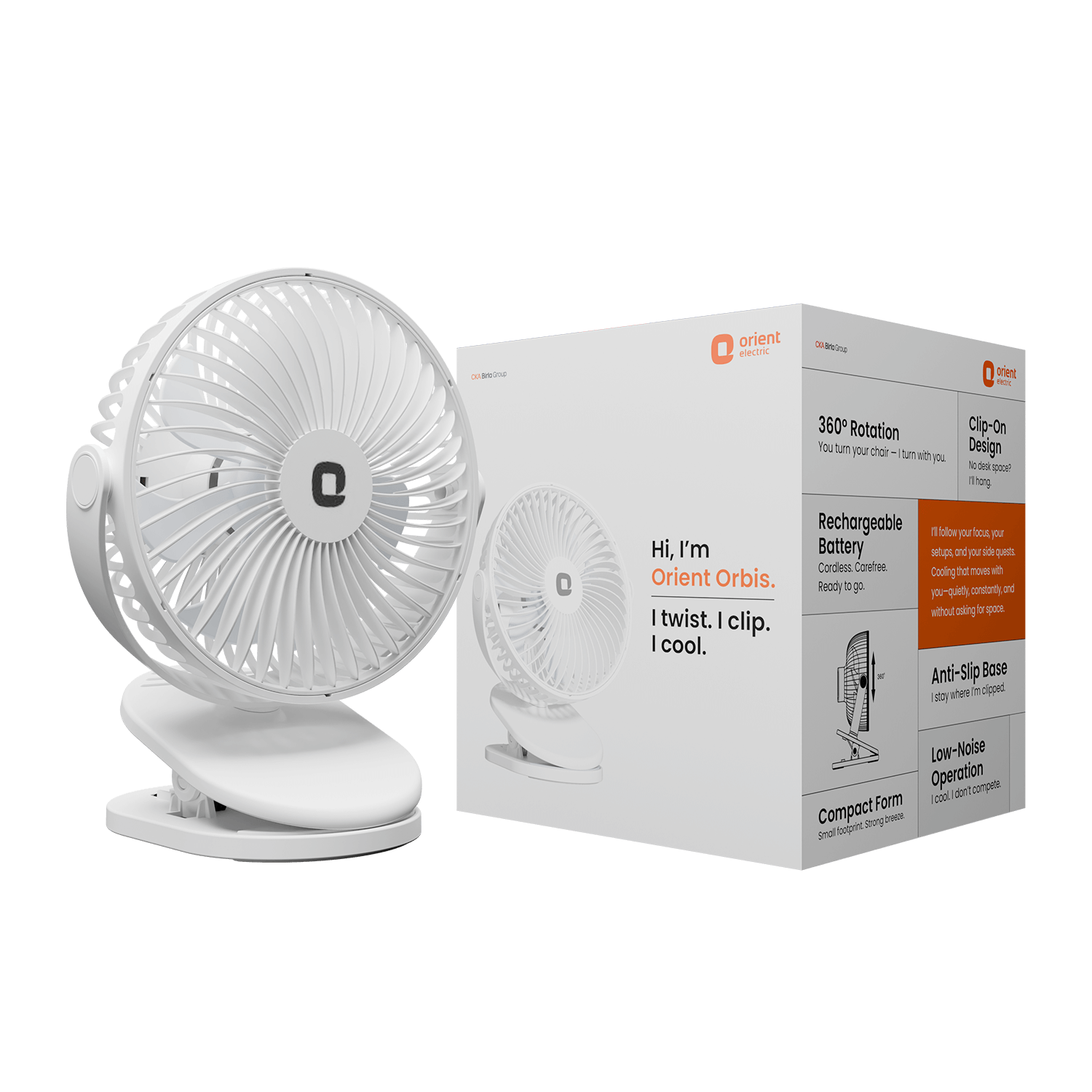 White Orient Orbis Personal Fan