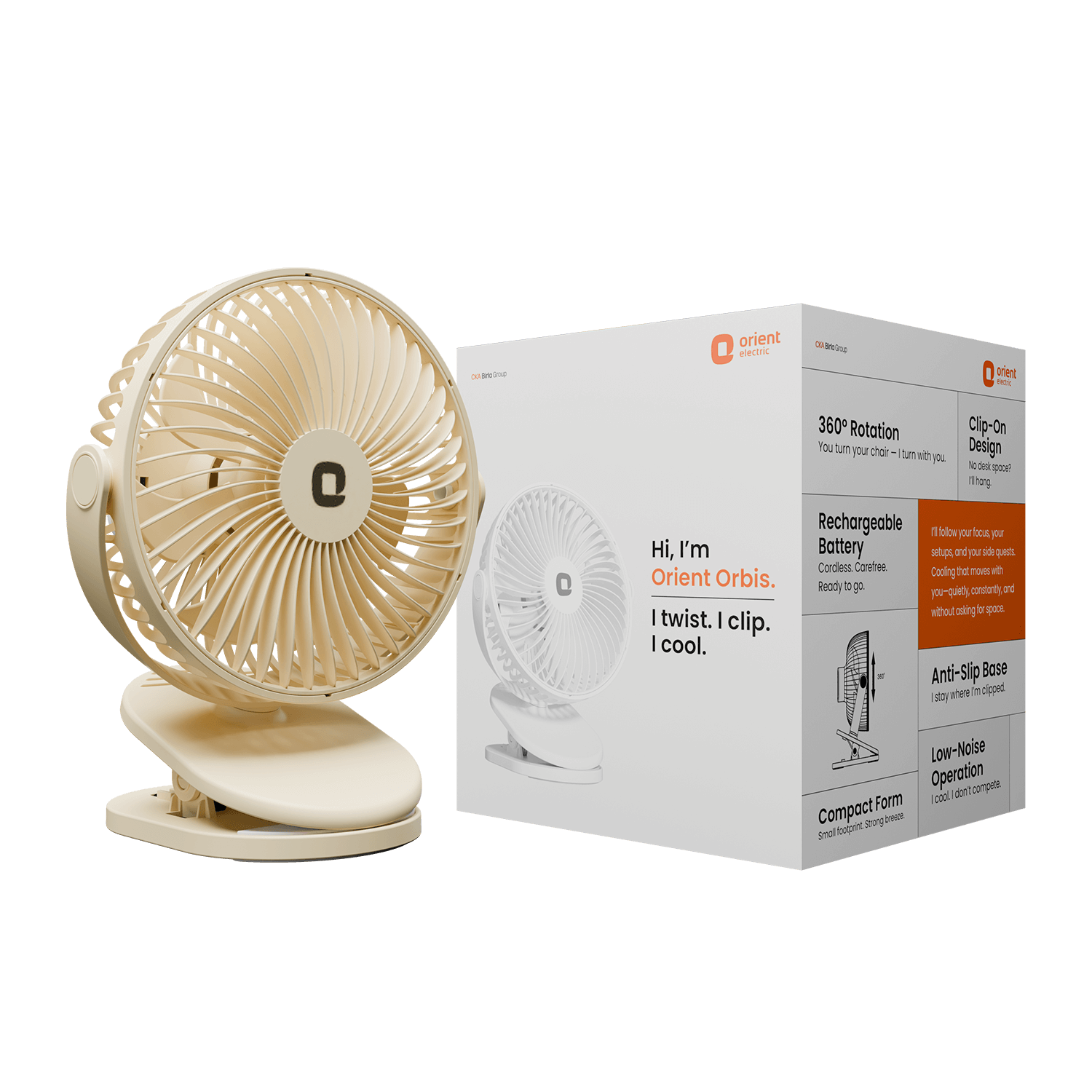 Beige Orient Orbis Personal Fan
