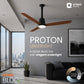 PROTON UL BLDC Fan teak wood 1200 mm with led under light aerodynamic blades and adjustable canopy
