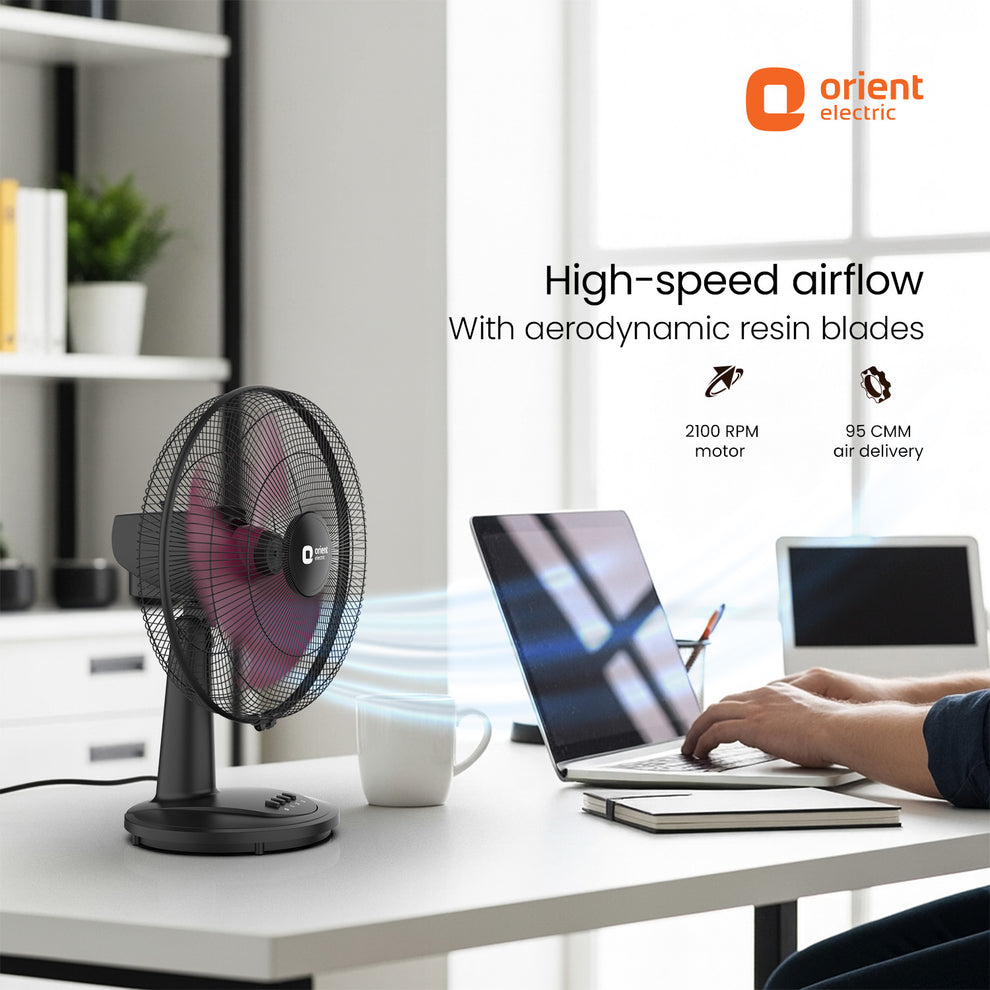 Red Black Table Fan Orient