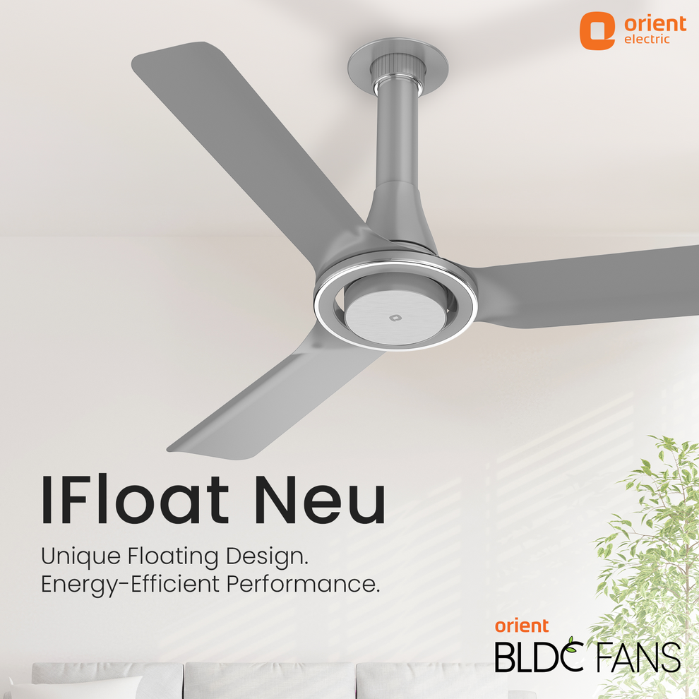 IFloat Neu BLDC Ceiling Fan glacier grey 1200 mm with unique floating design and energy efficient performance