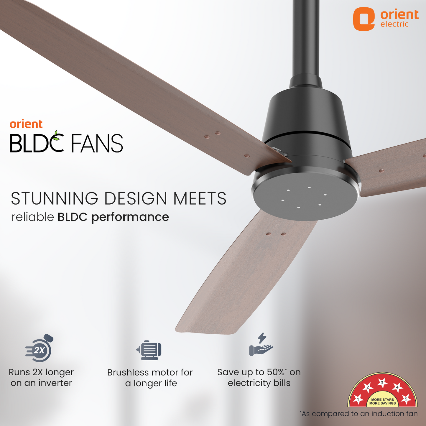 1200MM Dark teakwood Ceiling fan with remote control Orient Electric