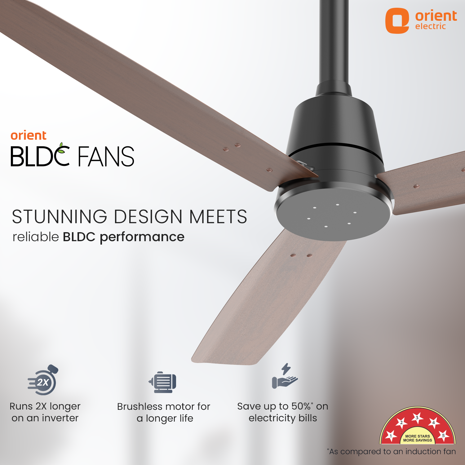 1200MM Dark teakwood Ceiling fan with remote control Orient Electric