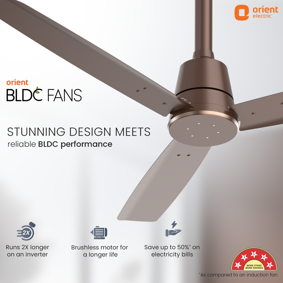 1200MM Truffle Brown Ceiling fan with remote control Orient Electric