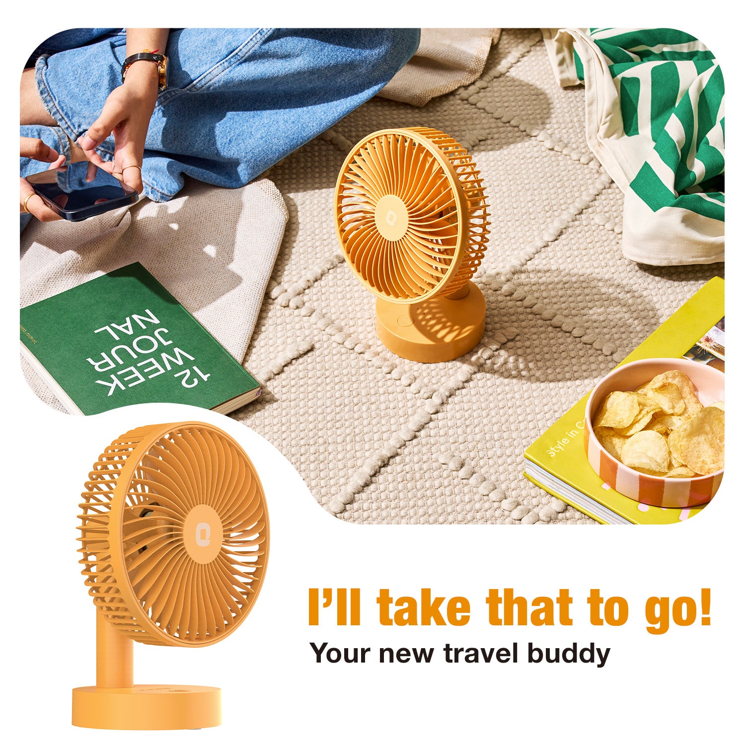 Tangerine Orange Orient Personal Fan