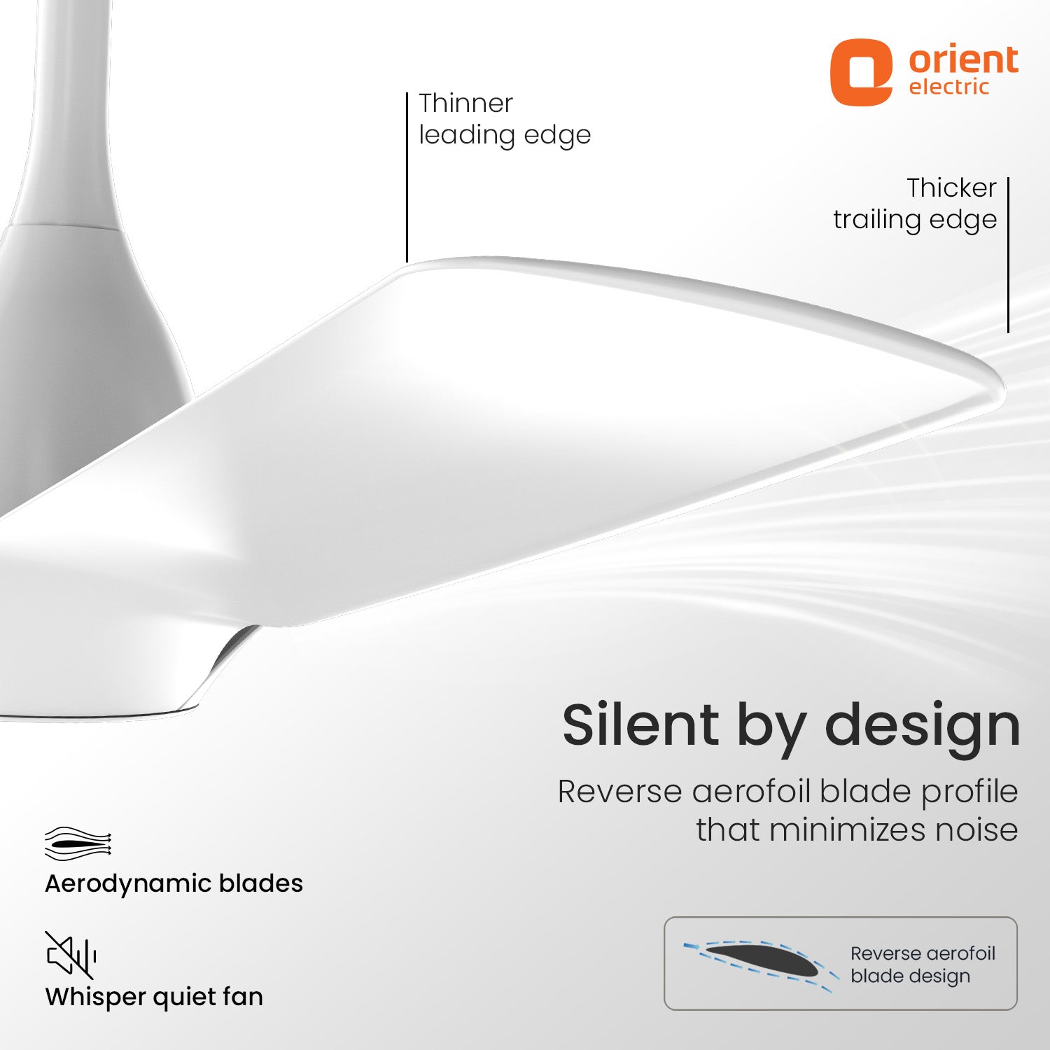 1200MM White Aerosilent BLDC Ceiling Fan Orient