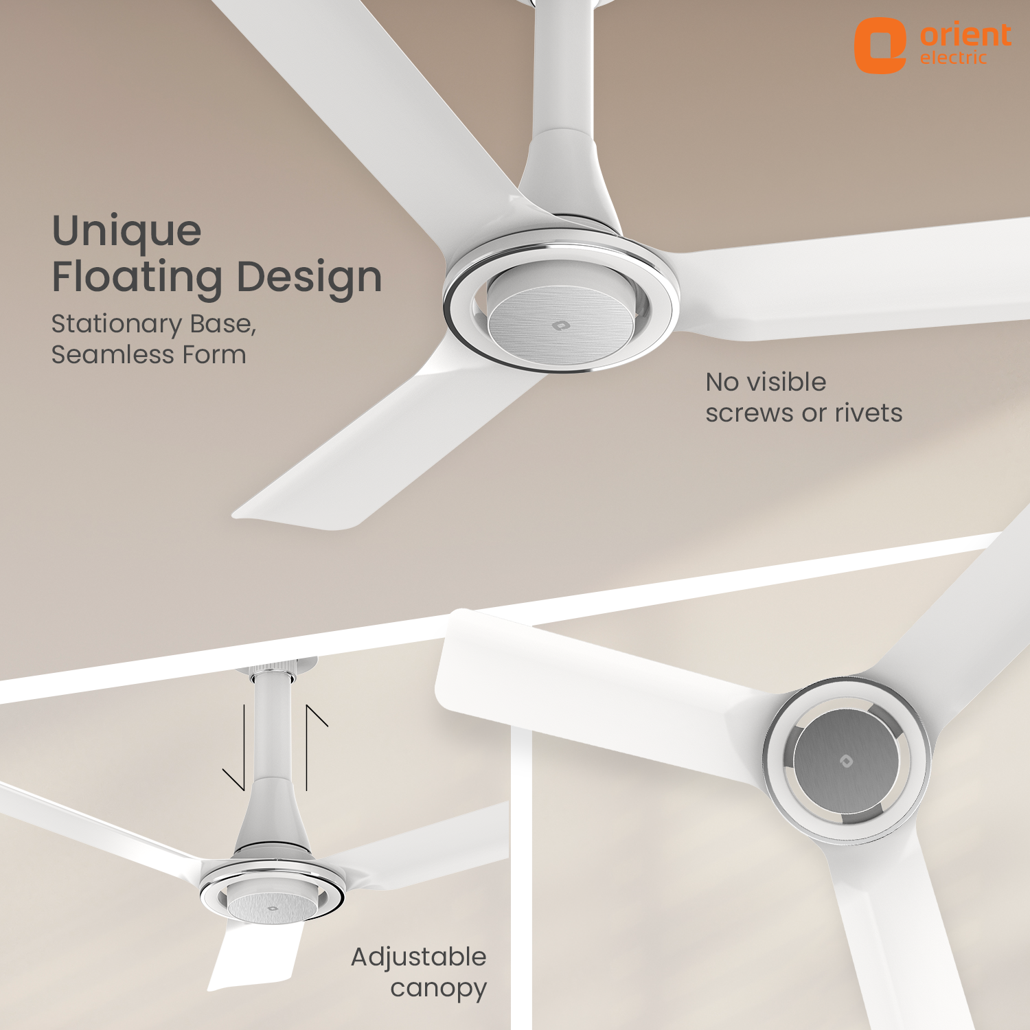 IFloat Neu BLDC Ceiling Fan white 1200 mm with adjustable canopy and no visible screws or rivets