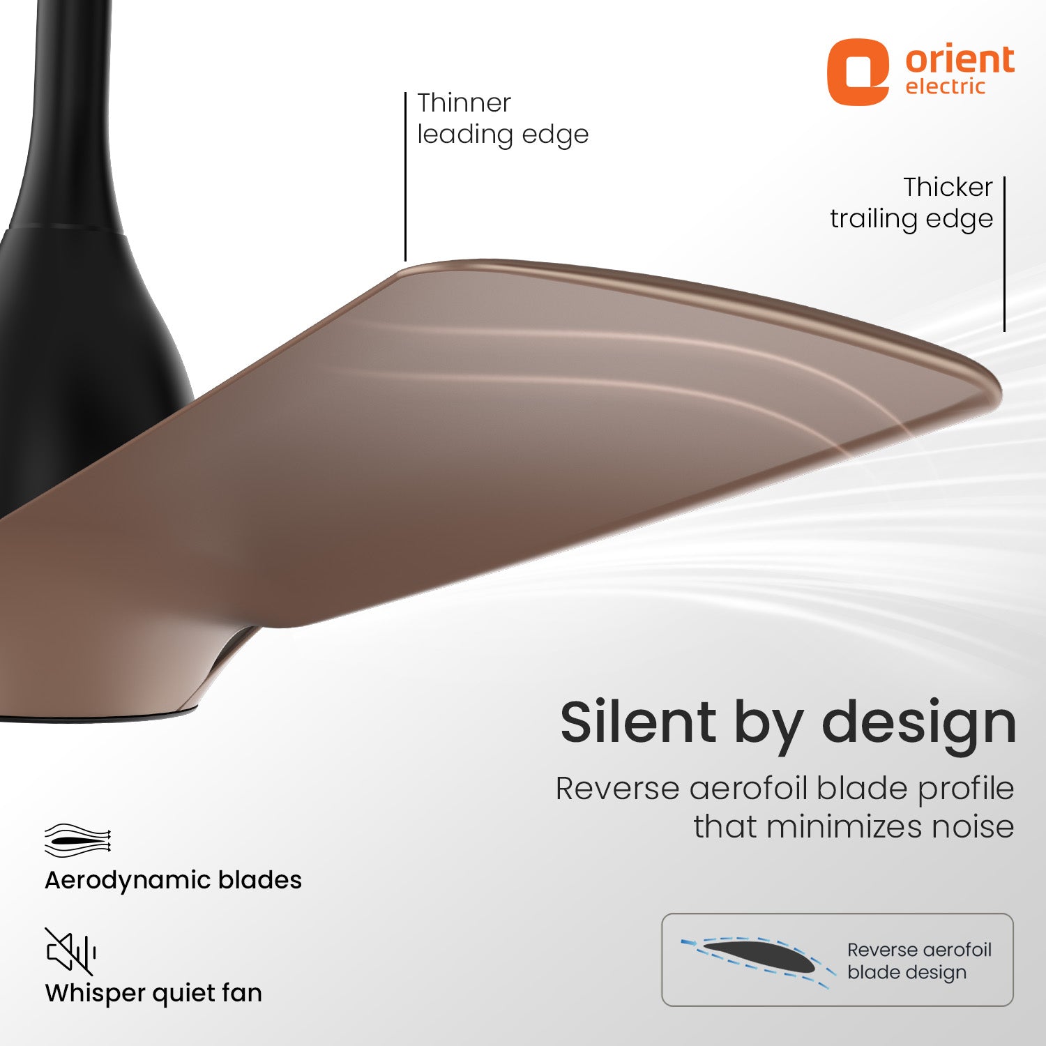 1200MM tangerine Brown Aerosilent BLDC Ceiling Fan Orient