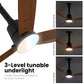 PROTON UL BLDC Fan teak wood 1200 mm with led under light and aerodynamic blades in 3 level tunable underlight